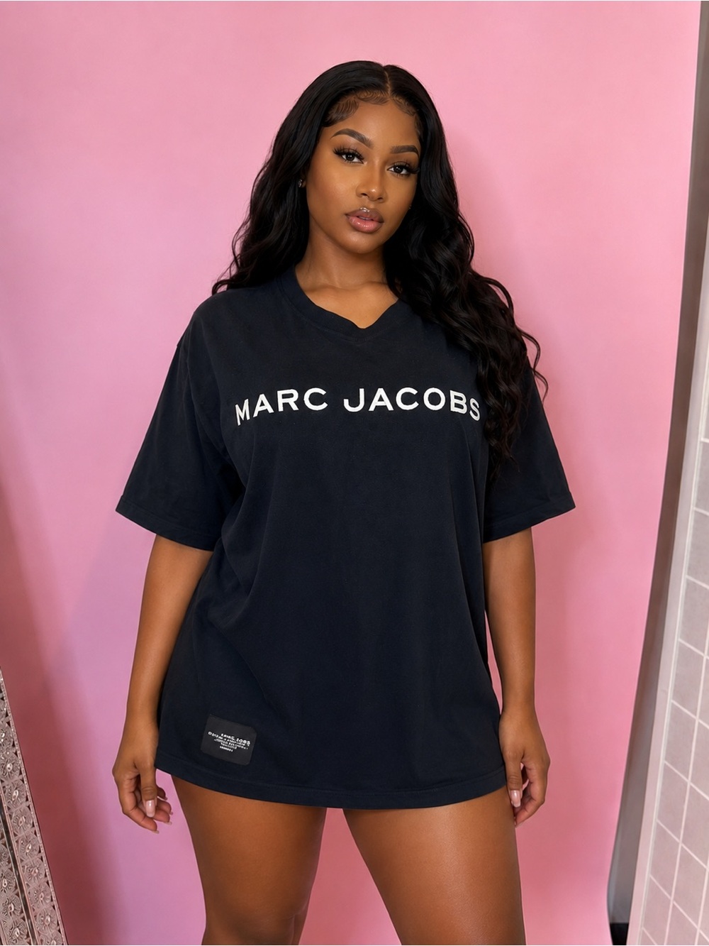 Marc Jacobs Oversized Black T-Shirt with White Logo